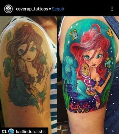 Reforma da tatuagem da pequena sereia.
